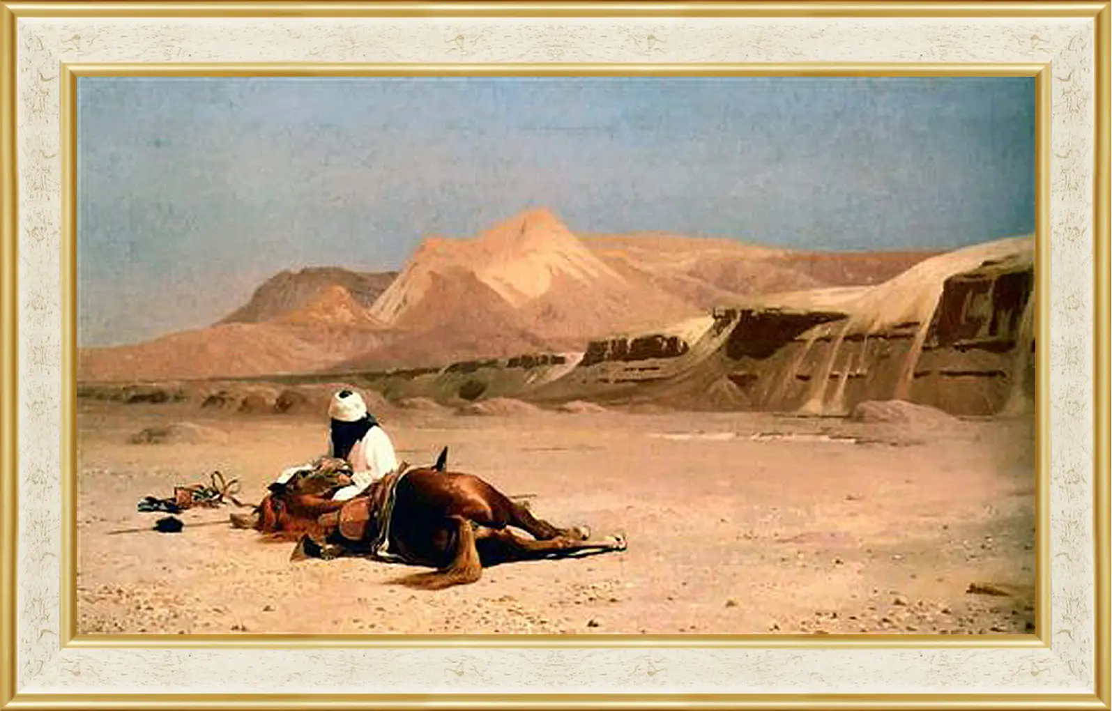 Картина в раме - Rider and His Steed In The Desert. Жан-Леон Жером