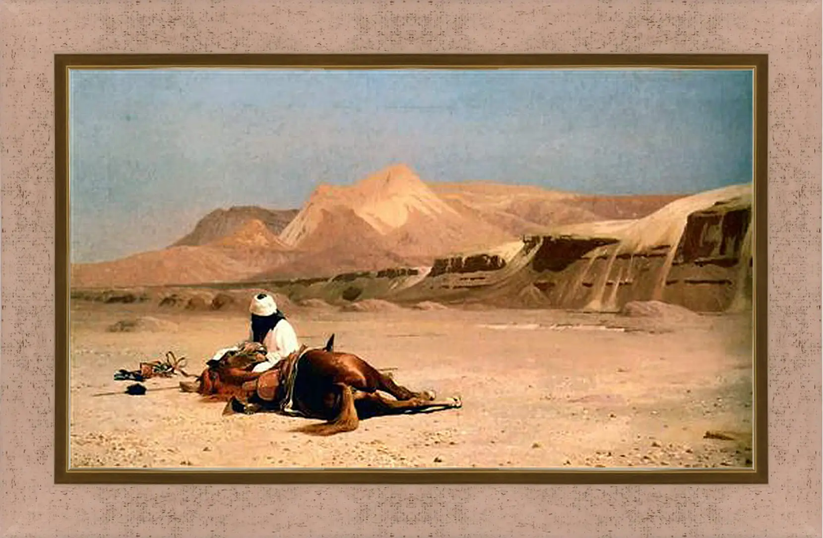 Картина в раме - Rider and His Steed In The Desert. Жан-Леон Жером