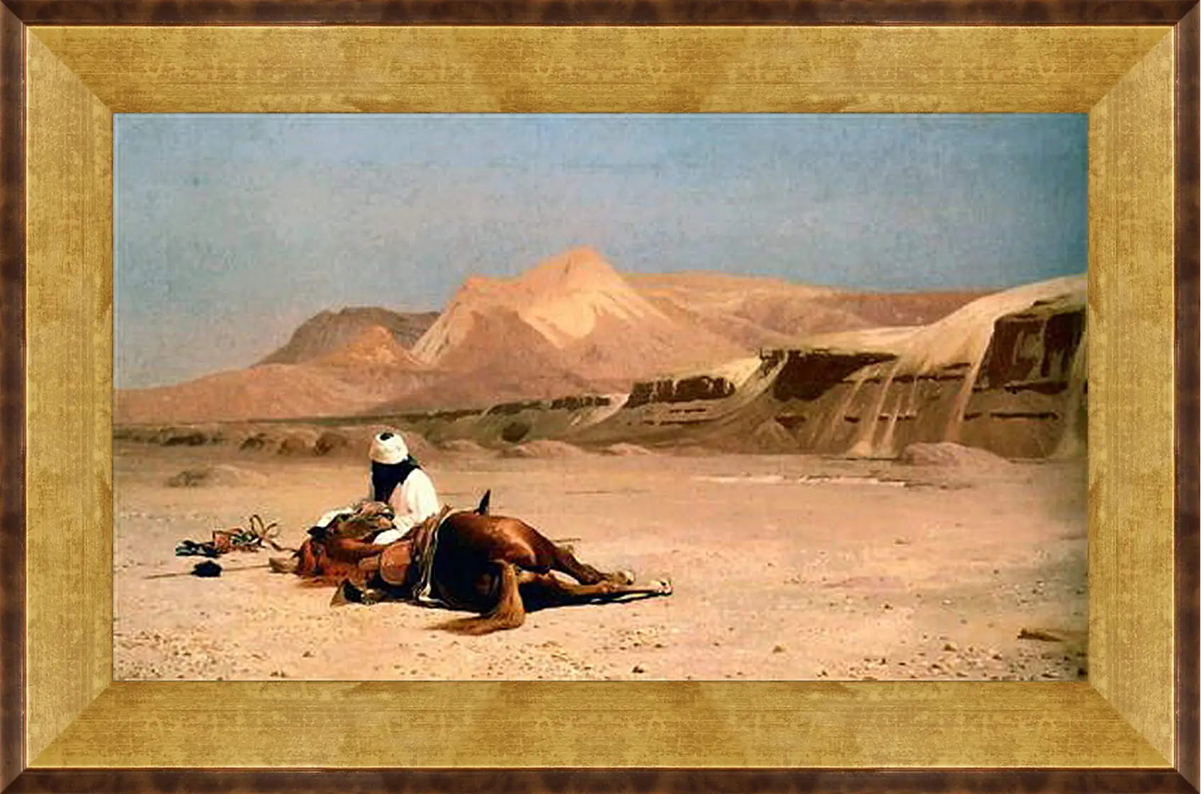 Картина в раме - Rider and His Steed In The Desert. Жан-Леон Жером