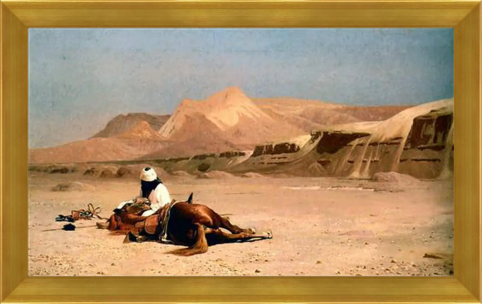 Картина в раме - Rider and His Steed In The Desert. Жан-Леон Жером