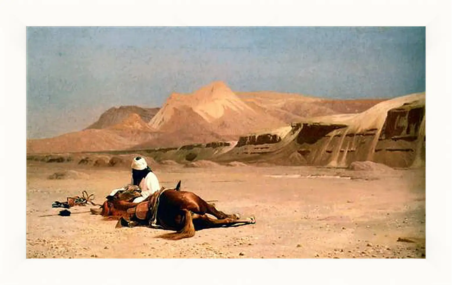 Картина в раме - Rider and His Steed In The Desert. Жан-Леон Жером