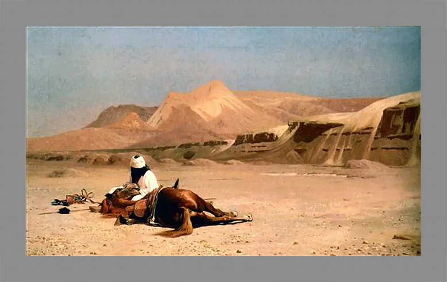 Картина в раме - Rider and His Steed In The Desert. Жан-Леон Жером