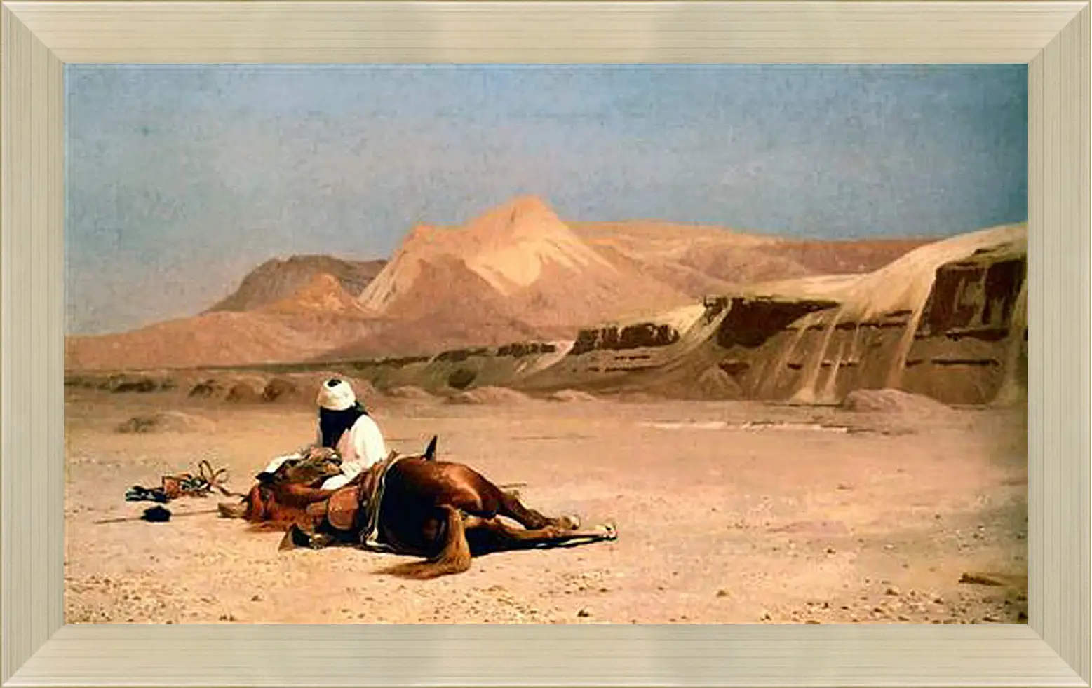 Картина в раме - Rider and His Steed In The Desert. Жан-Леон Жером