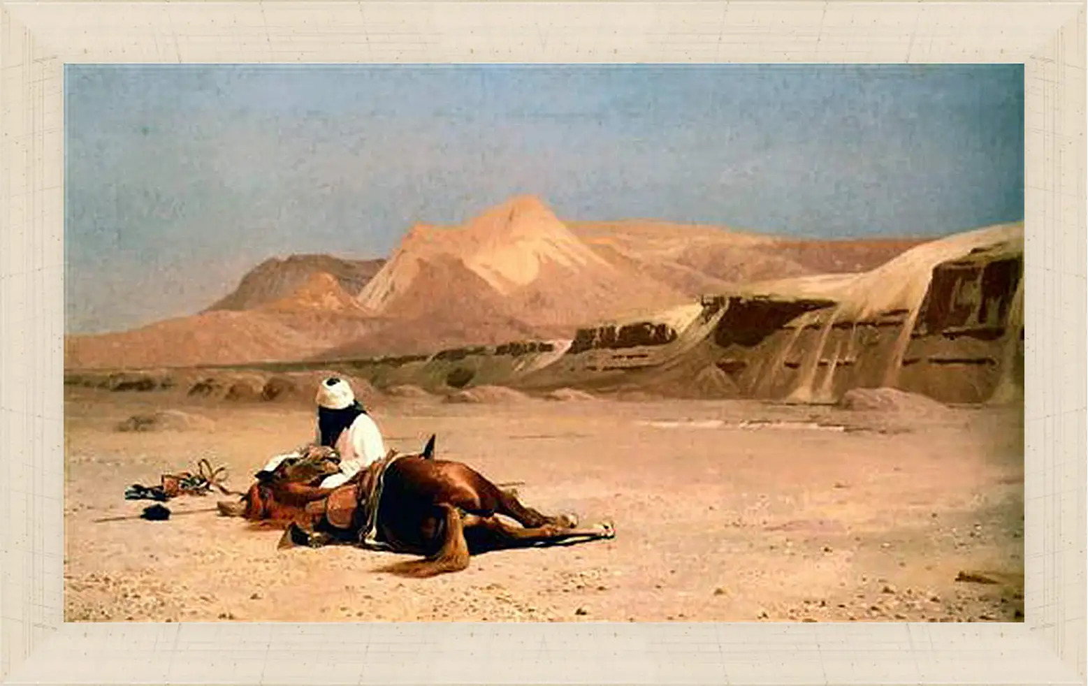 Картина в раме - Rider and His Steed In The Desert. Жан-Леон Жером