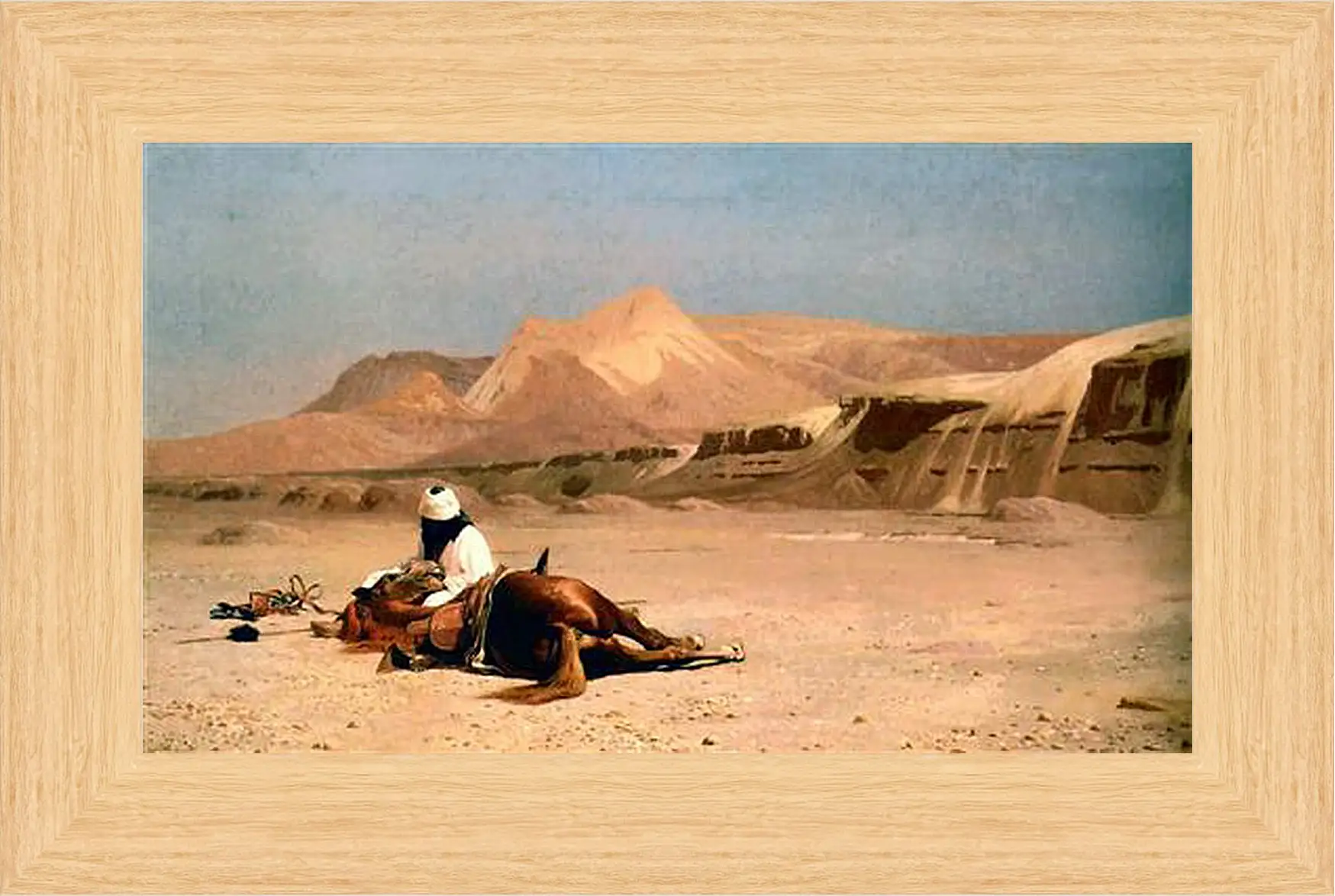 Картина в раме - Rider and His Steed In The Desert. Жан-Леон Жером