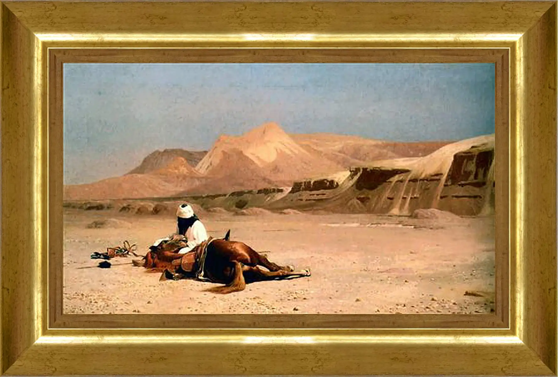 Картина в раме - Rider and His Steed In The Desert. Жан-Леон Жером