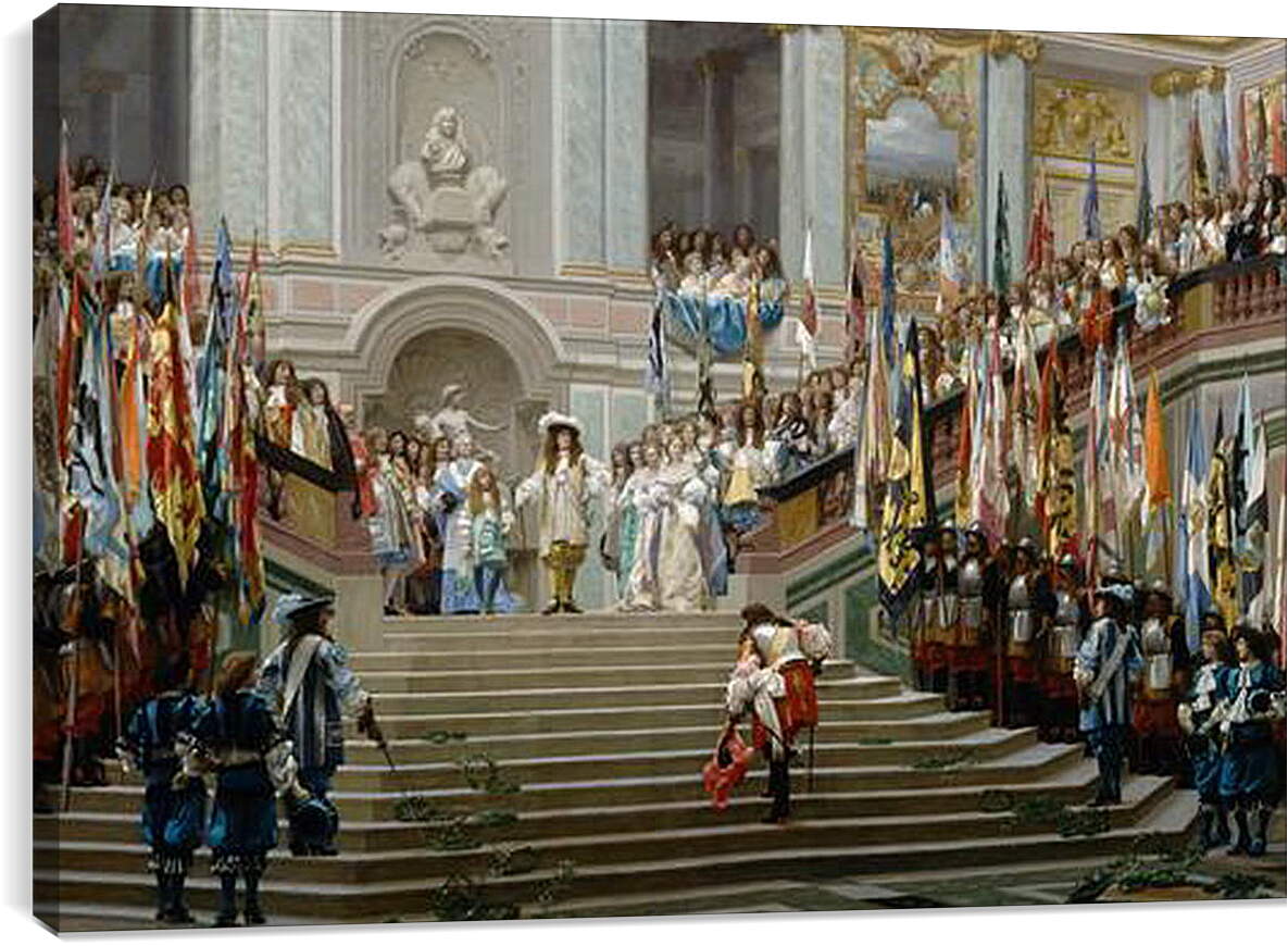 Постер и плакат - Прием принца Конде Людовиком XIV в Версале в 1674 году. Жан-Леон Жером
