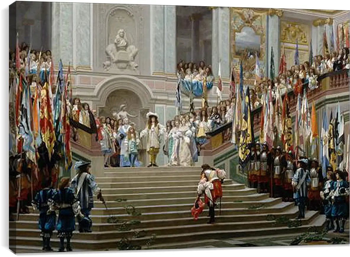 Постер и плакат - Прием принца Конде Людовиком XIV в Версале в 1674 году. Жан-Леон Жером