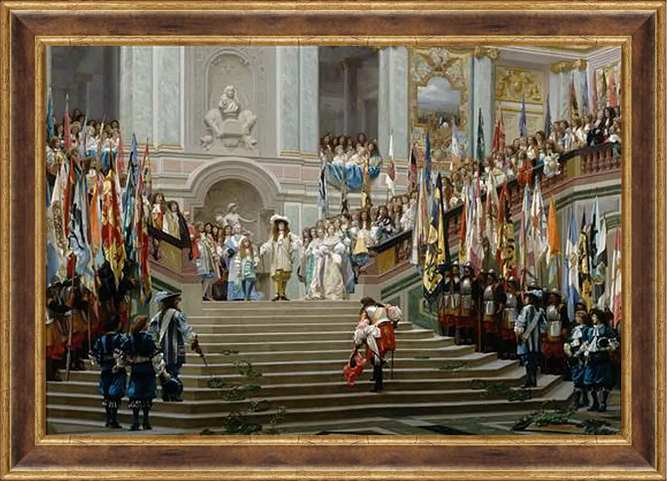 Картина в раме - Прием принца Конде Людовиком XIV в Версале в 1674 году. Жан-Леон Жером