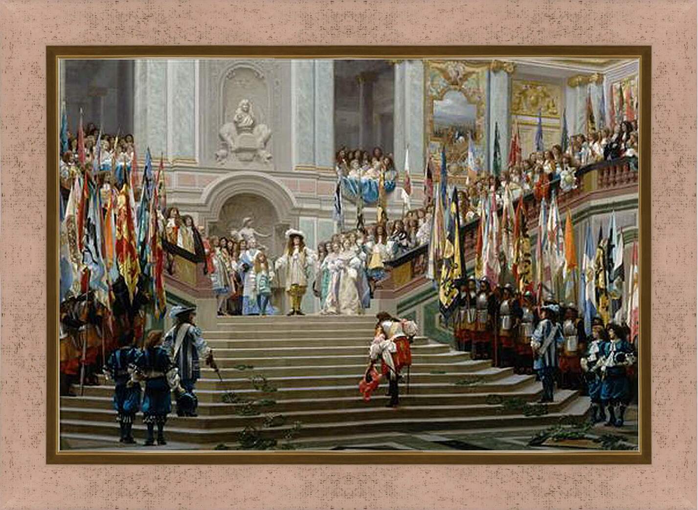 Картина в раме - Прием принца Конде Людовиком XIV в Версале в 1674 году. Жан-Леон Жером
