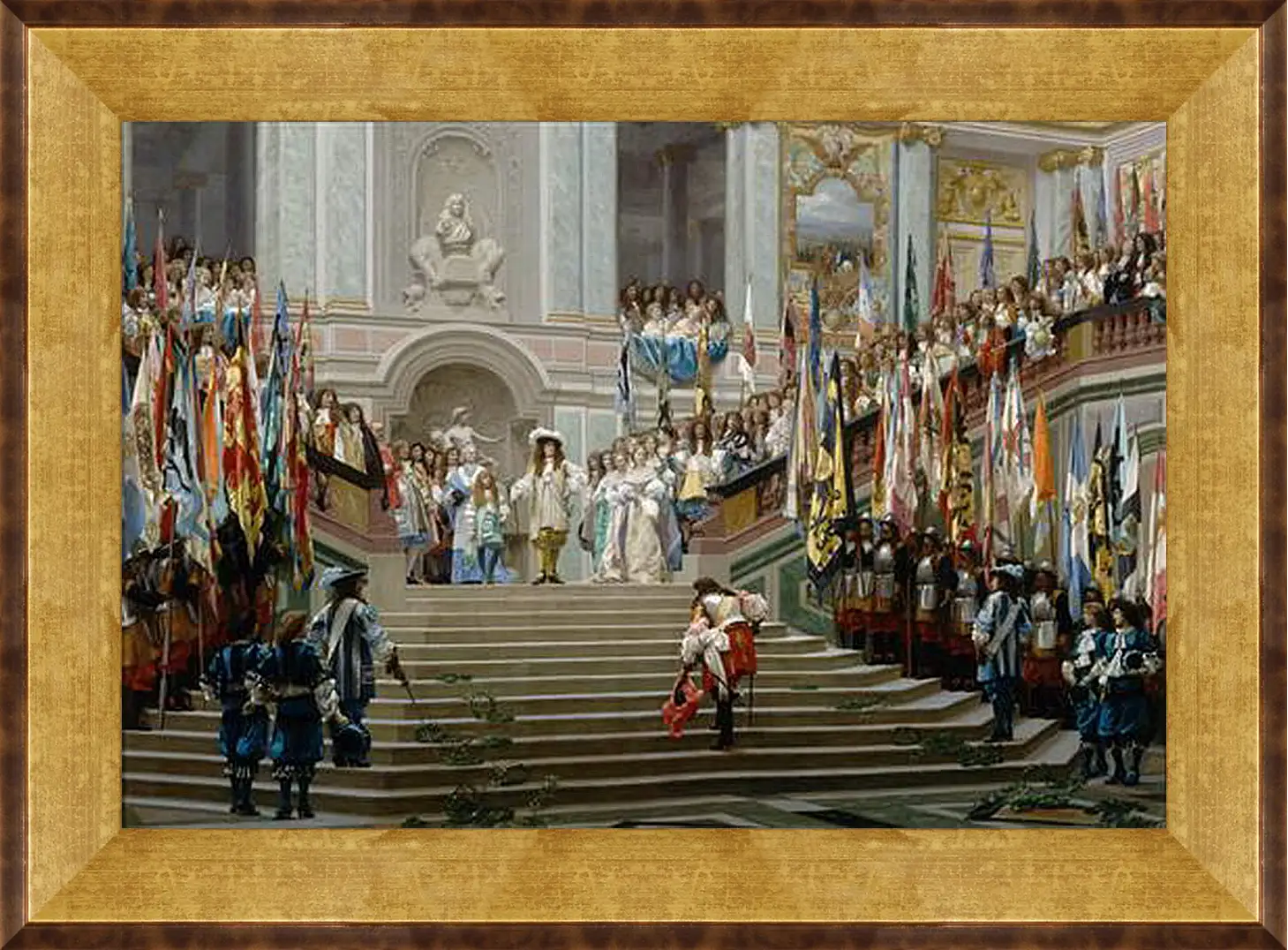 Картина в раме - Прием принца Конде Людовиком XIV в Версале в 1674 году. Жан-Леон Жером