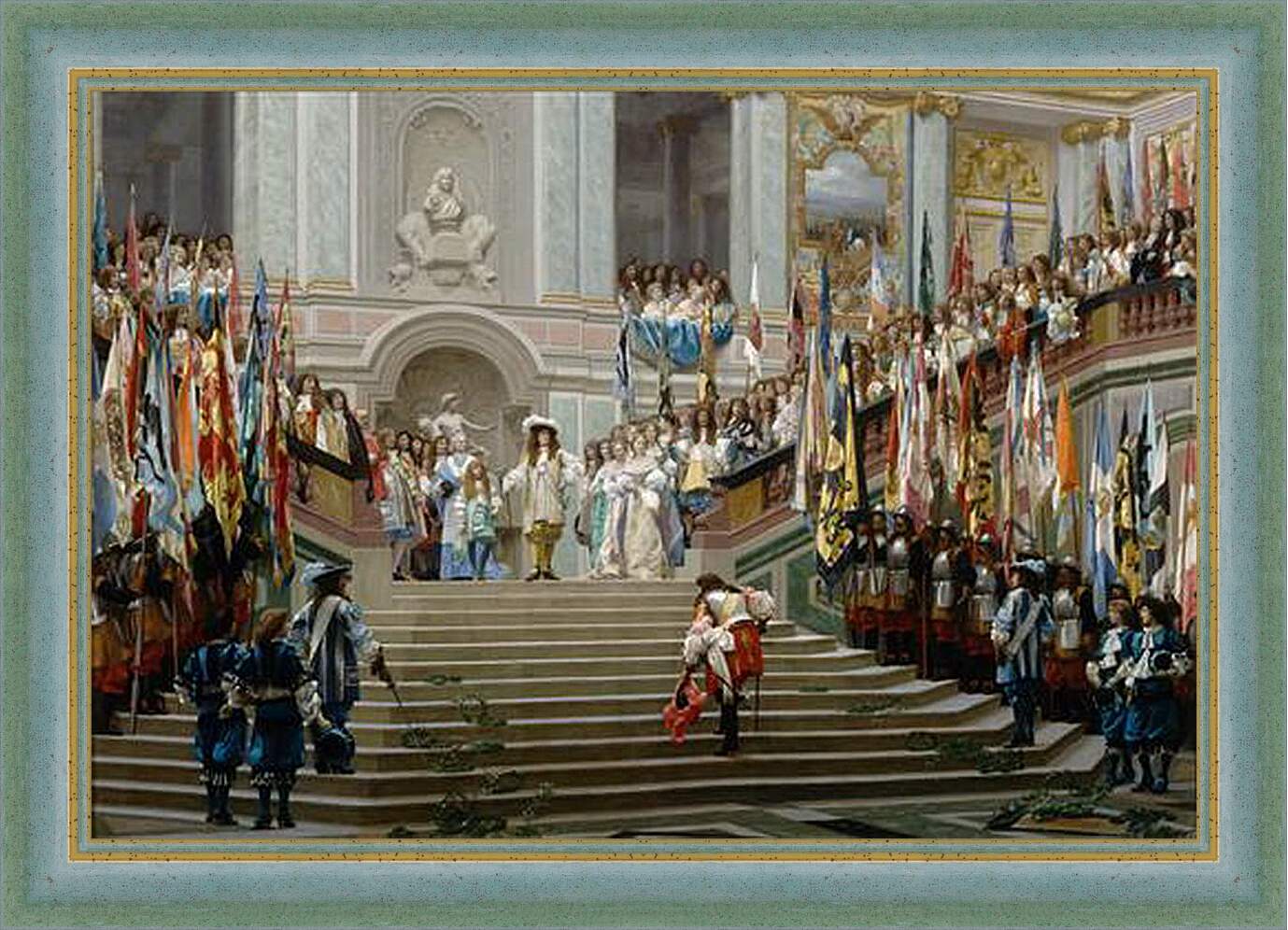 Картина в раме - Прием принца Конде Людовиком XIV в Версале в 1674 году. Жан-Леон Жером
