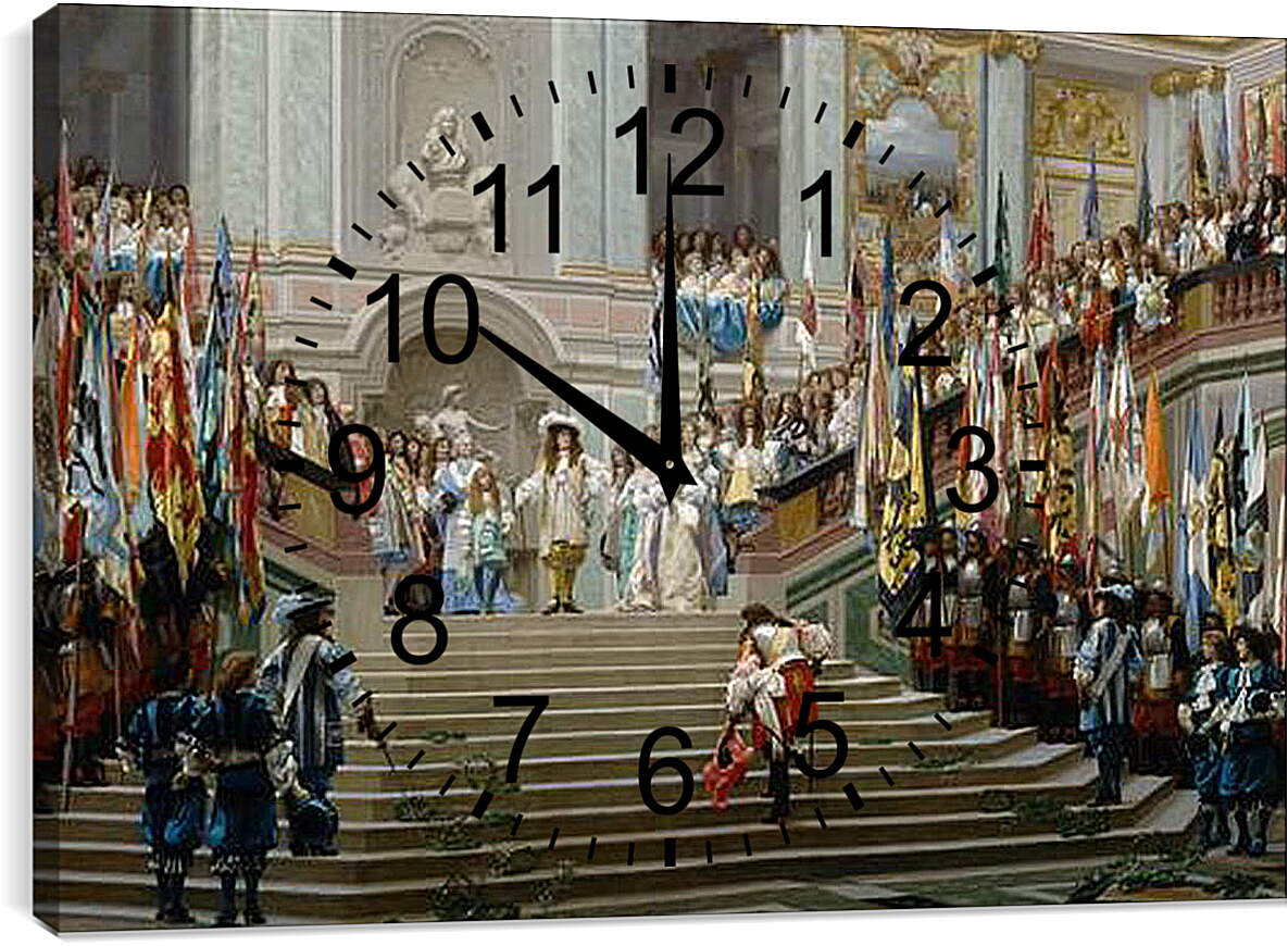 Часы картина - Прием принца Конде Людовиком XIV в Версале в 1674 году. Жан-Леон Жером
