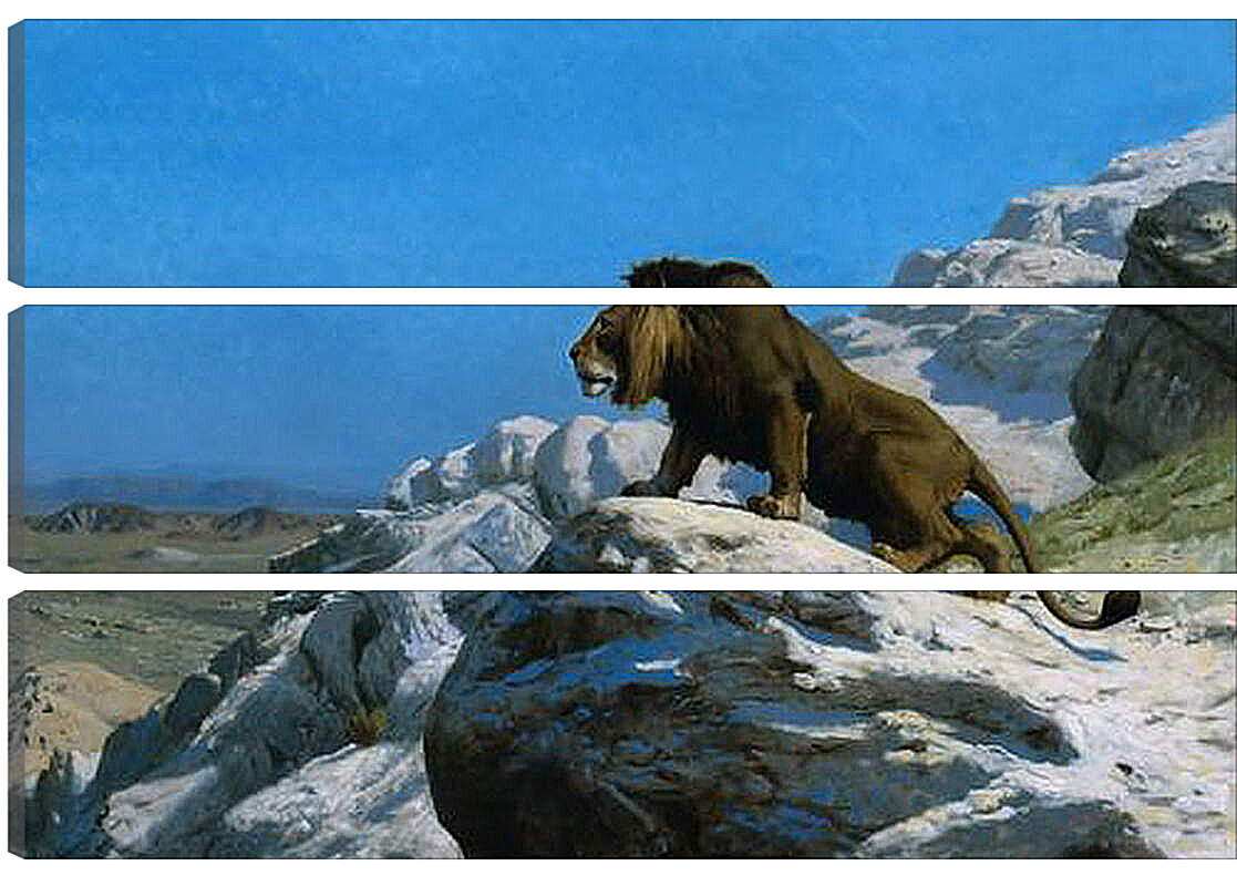 Модульная картина - Настороженный лев. Жан-Леон Жером
