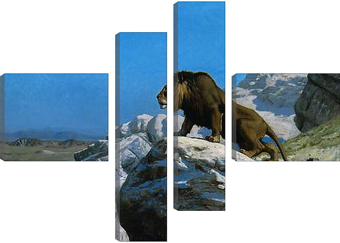 Модульная картина - Настороженный лев. Жан-Леон Жером
