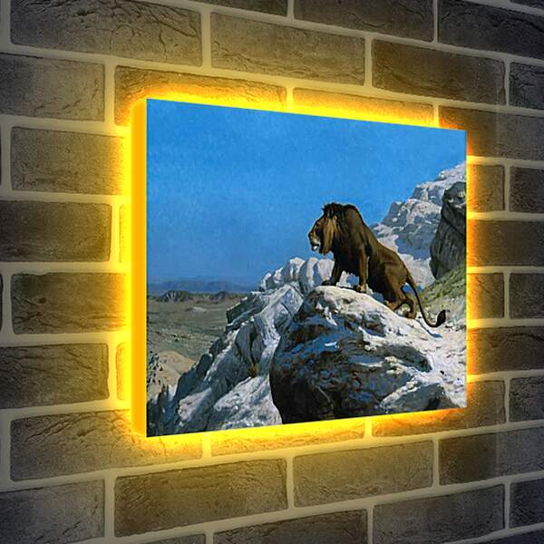 Лайтбокс световая панель - Настороженный лев. Жан-Леон Жером

