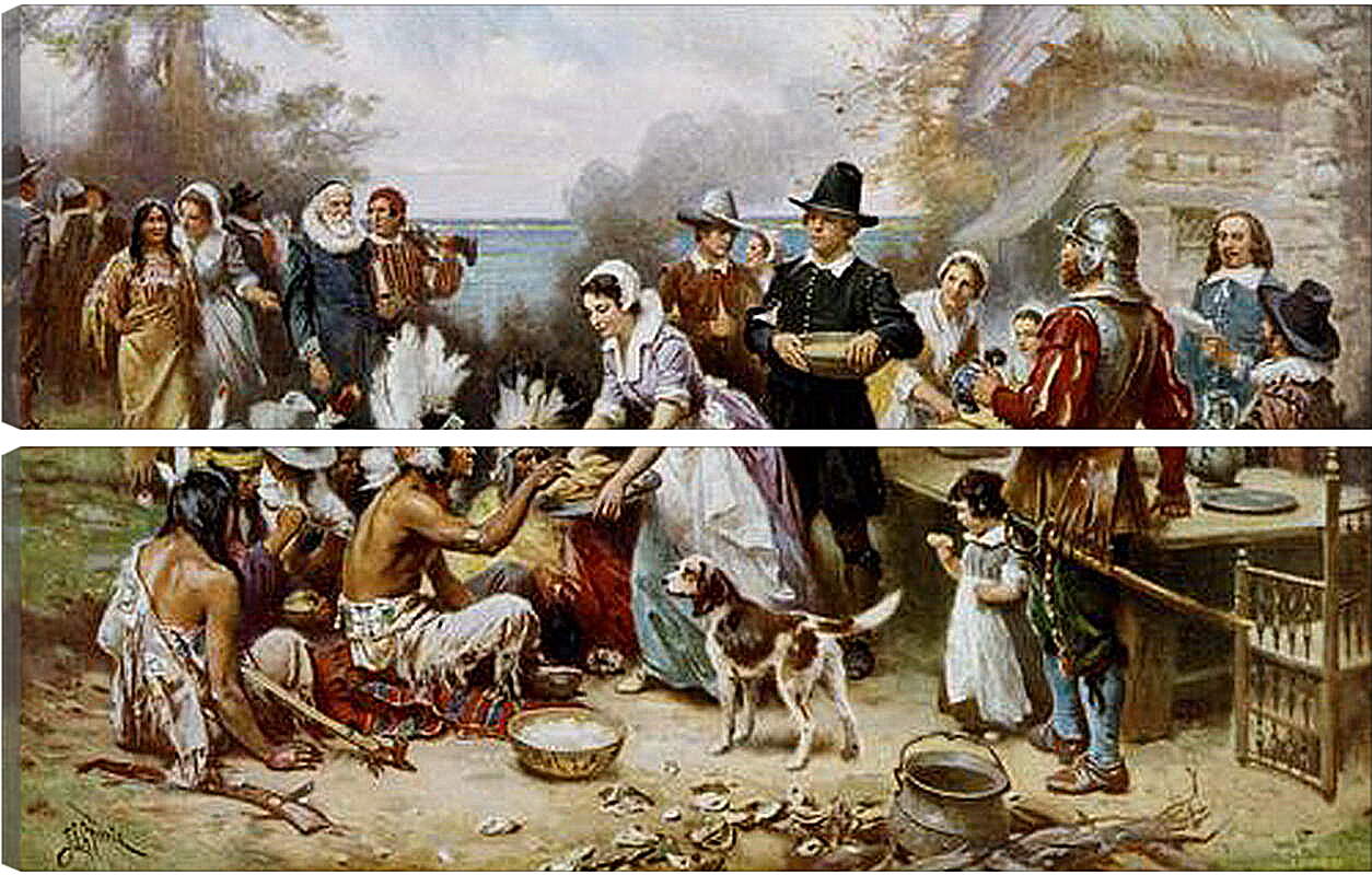 Модульная картина - The First Thanksgiving. Жан-Леон Жером
