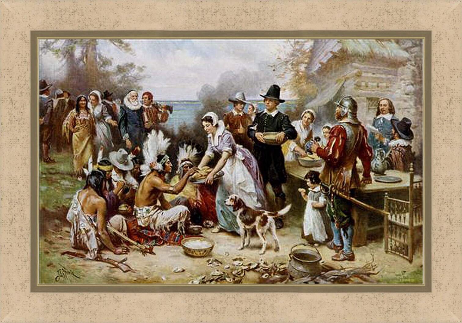 Картина в раме - The First Thanksgiving. Жан-Леон Жером

