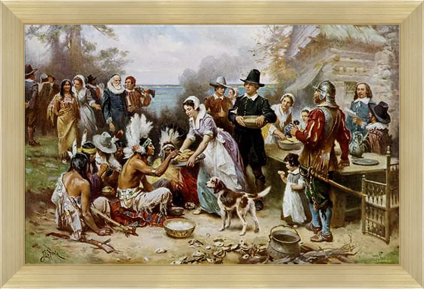 Картина в раме - The First Thanksgiving. Жан-Леон Жером