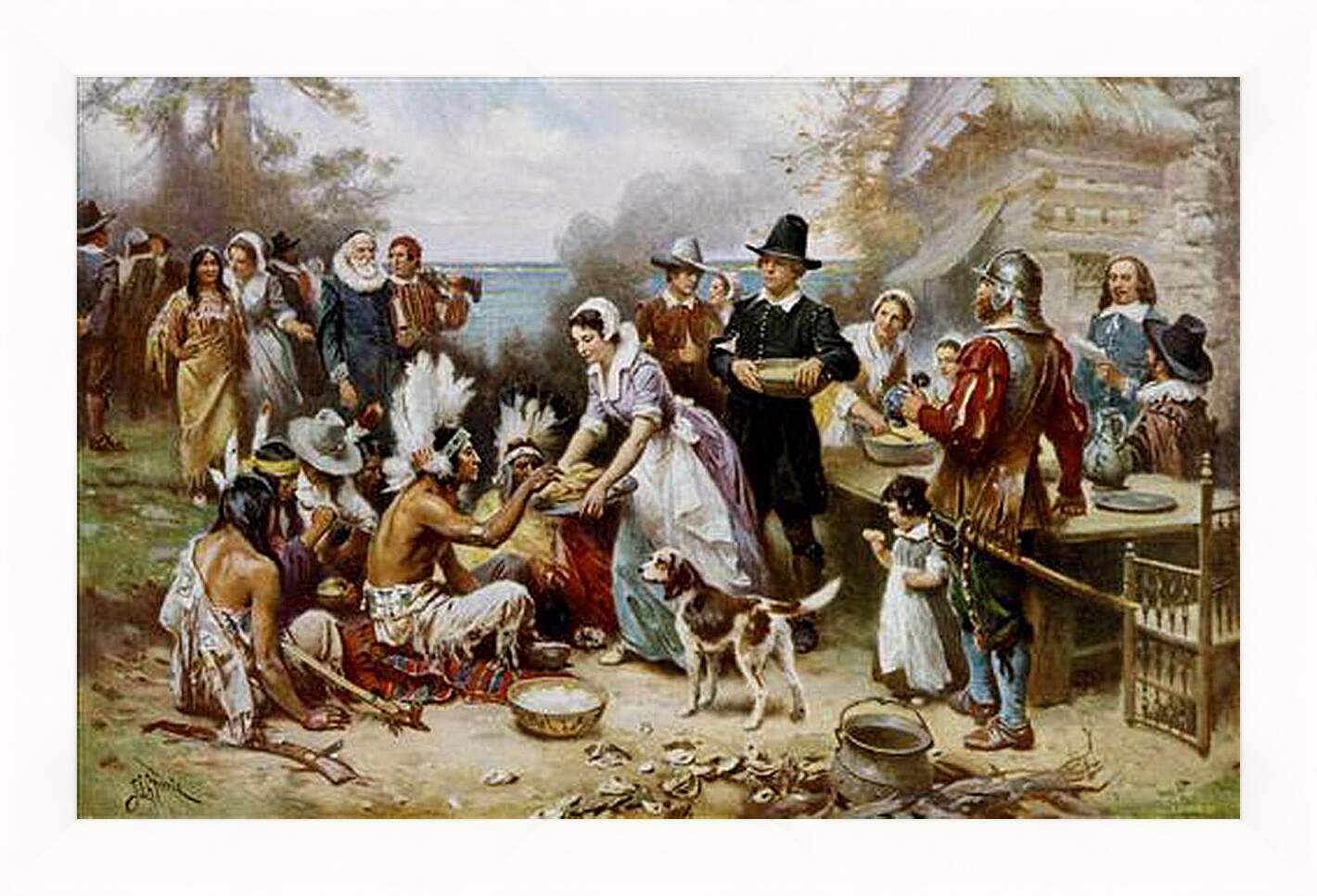 Картина в раме - The First Thanksgiving. Жан-Леон Жером
