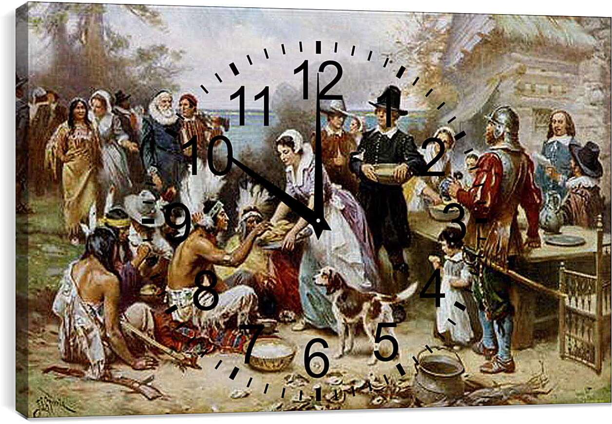 Часы картина - The First Thanksgiving. Жан-Леон Жером

