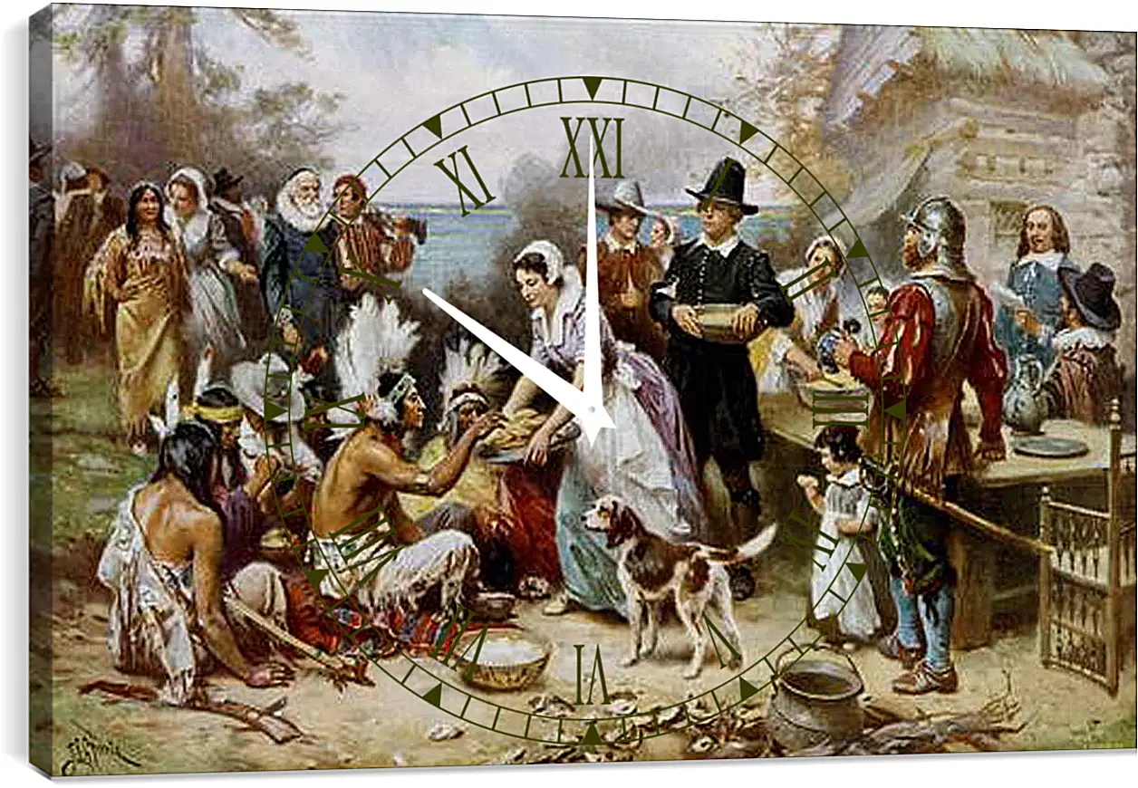 Часы картина - The First Thanksgiving. Жан-Леон Жером