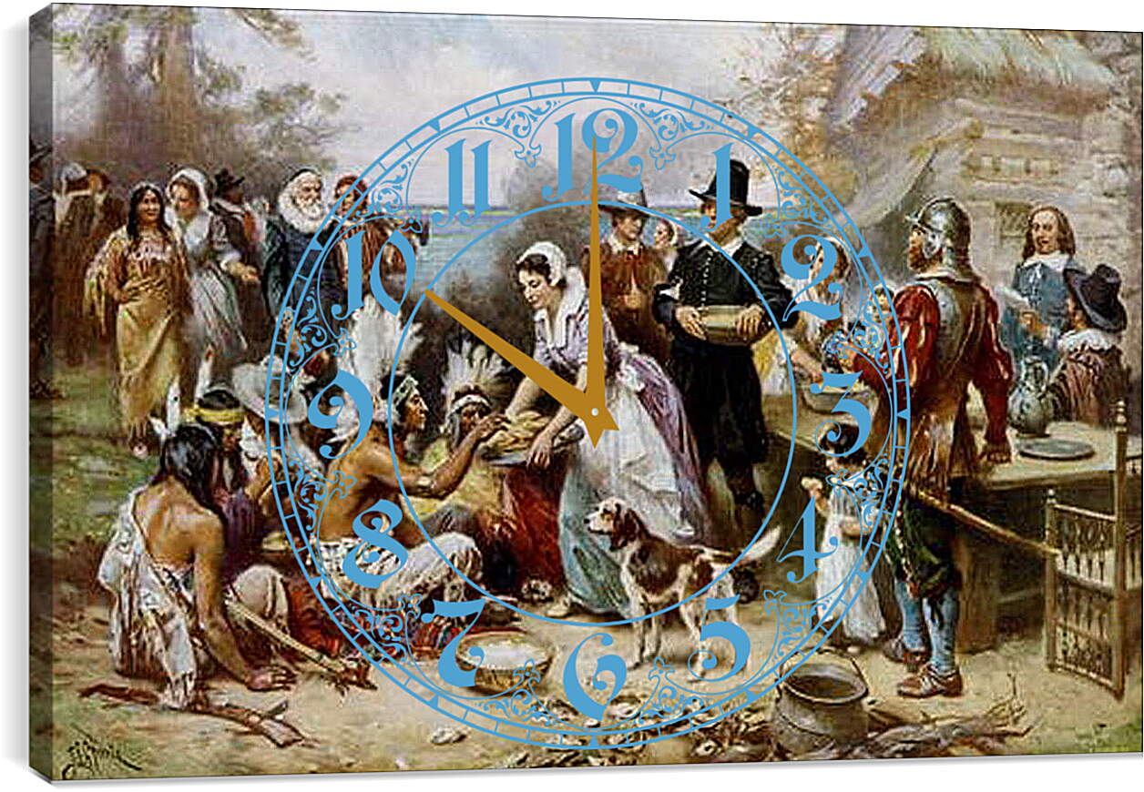 Часы картина - The First Thanksgiving. Жан-Леон Жером
