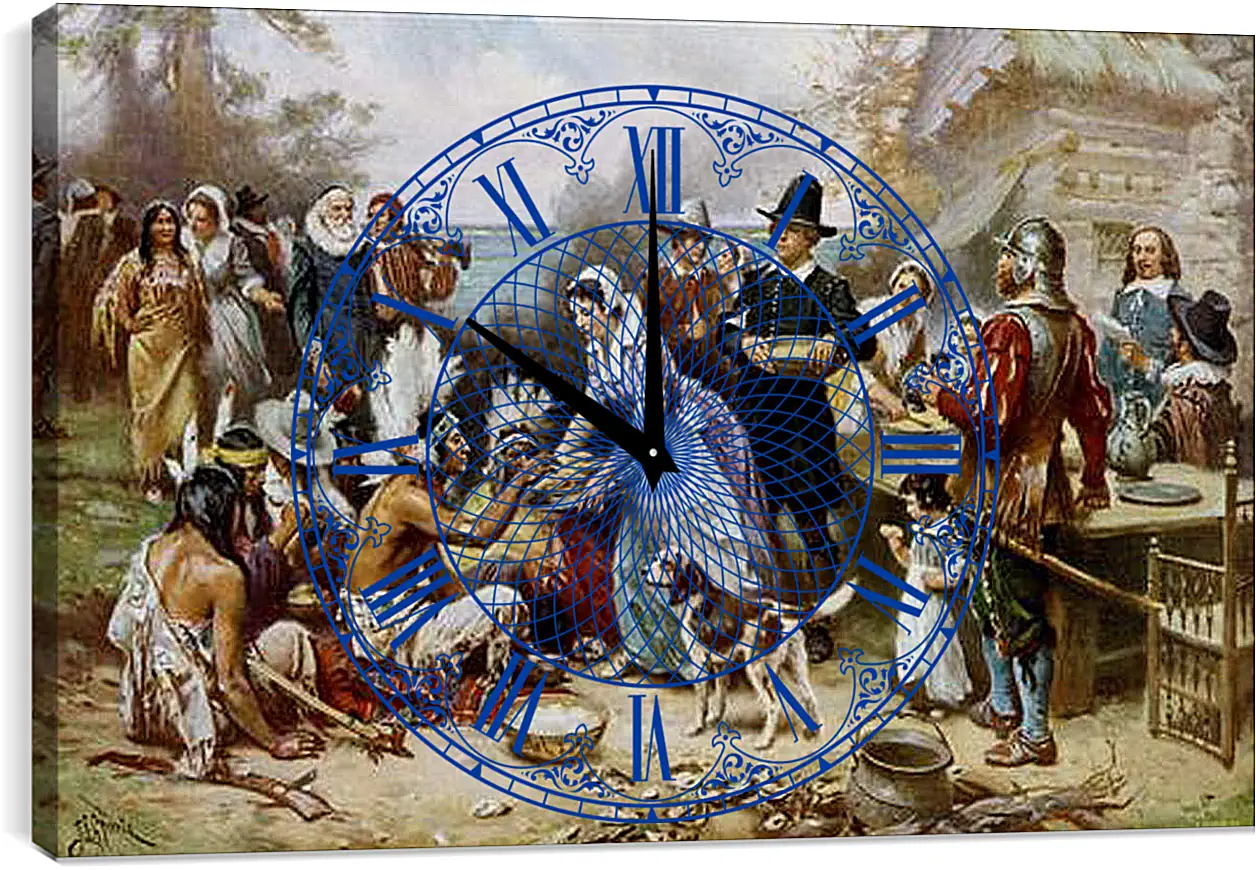 Часы картина - The First Thanksgiving. Жан-Леон Жером