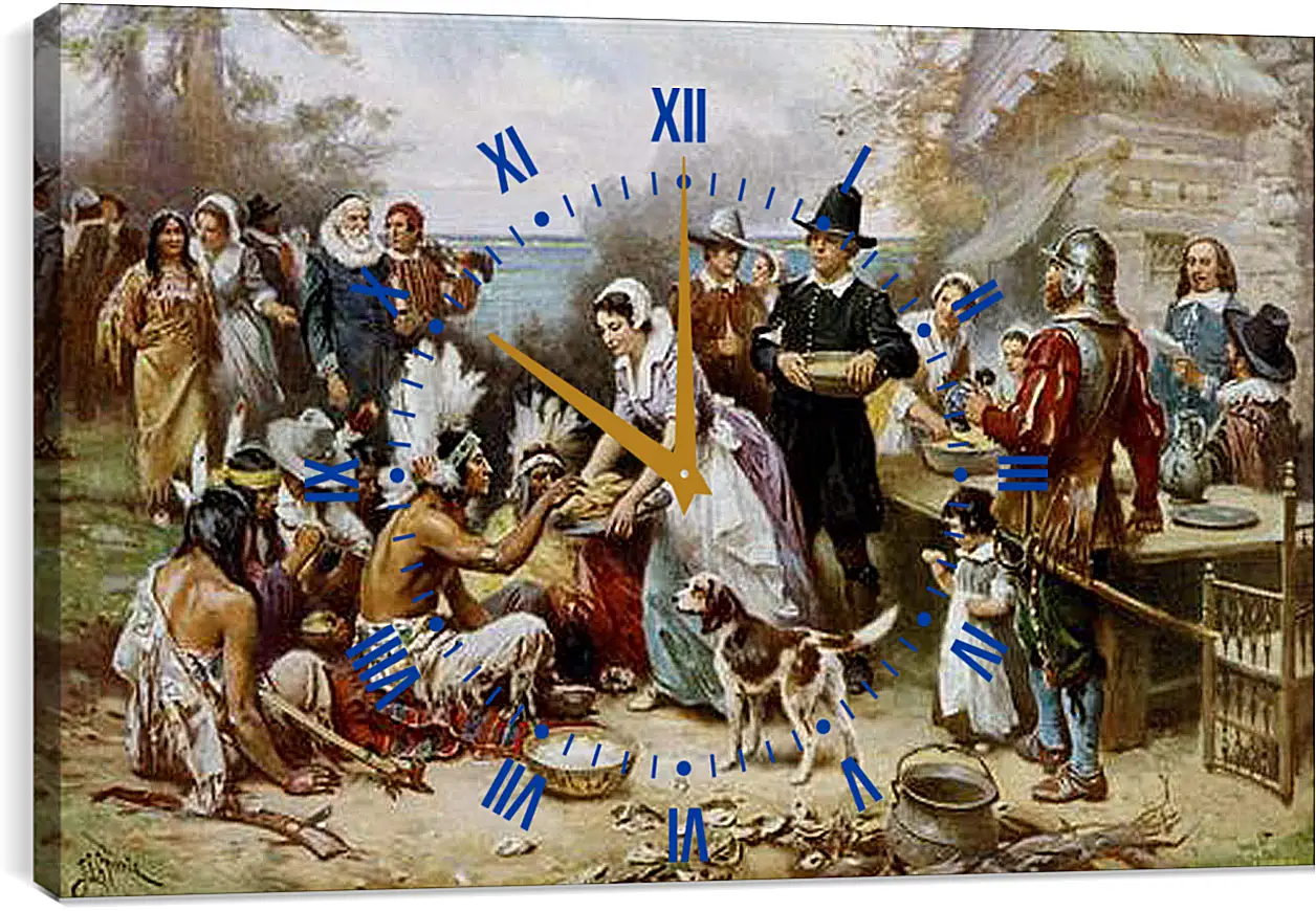 Часы картина - The First Thanksgiving. Жан-Леон Жером