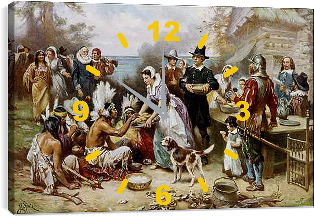 Часы картина - The First Thanksgiving. Жан-Леон Жером