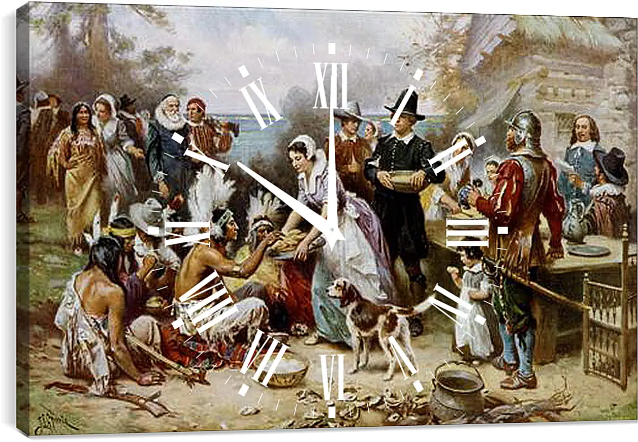 Часы картина - The First Thanksgiving. Жан-Леон Жером