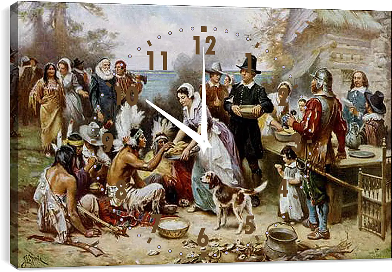Часы картина - The First Thanksgiving. Жан-Леон Жером