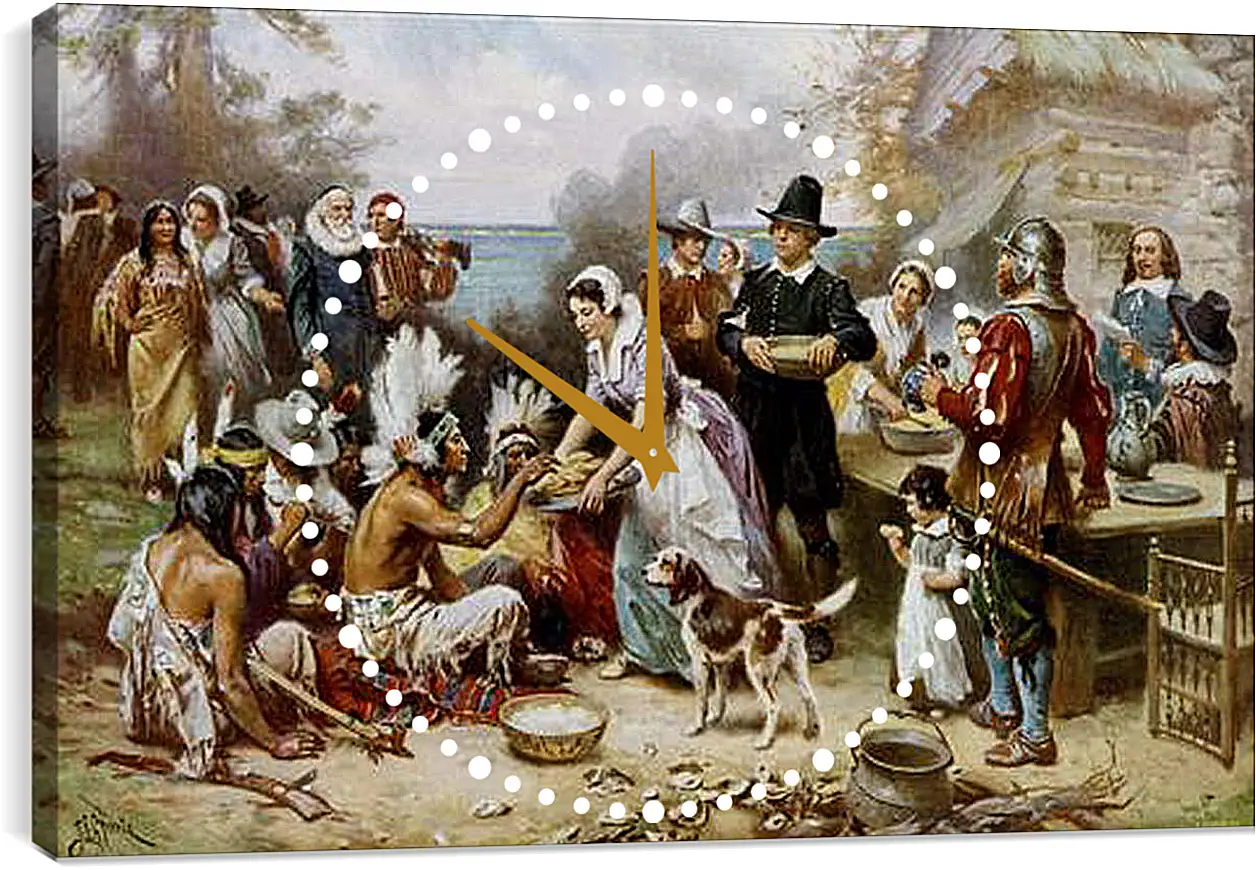 Часы картина - The First Thanksgiving. Жан-Леон Жером
