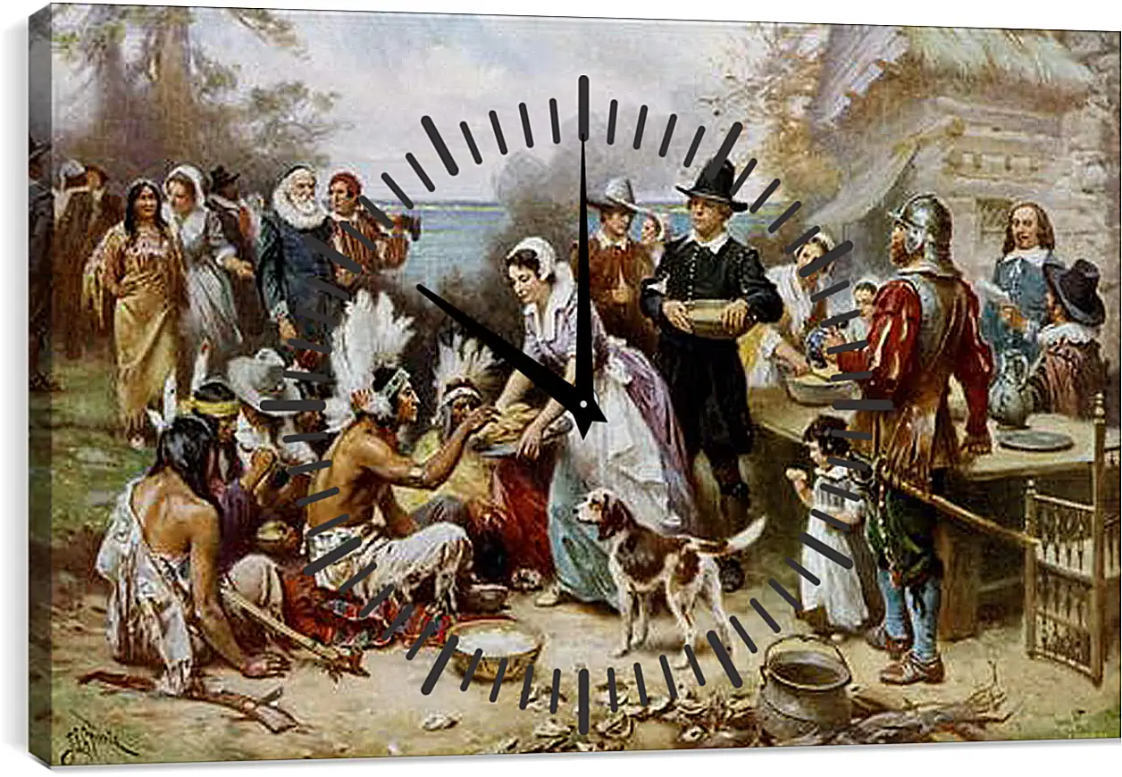 Часы картина - The First Thanksgiving. Жан-Леон Жером
