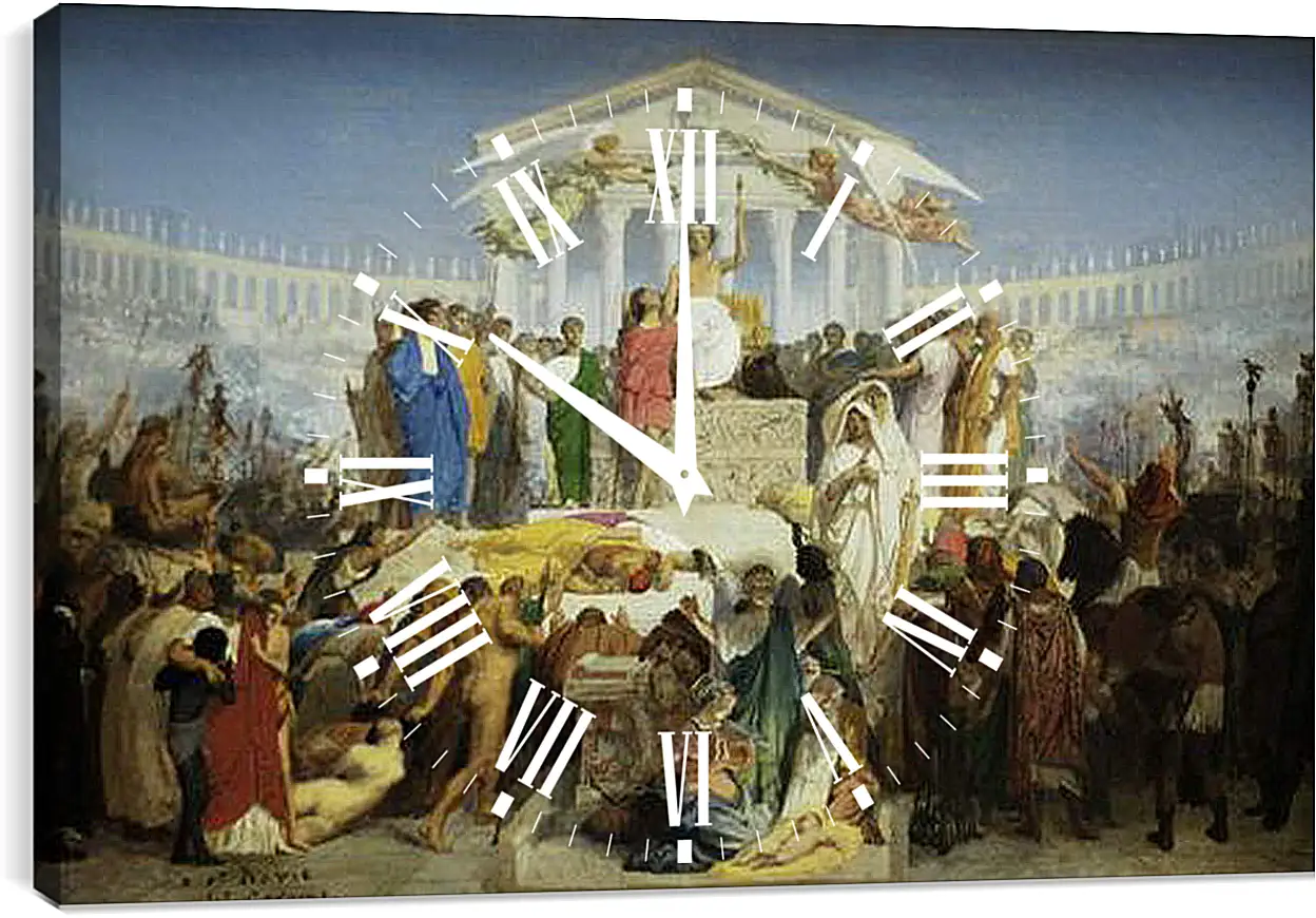 Часы картина - The Age of Augustus - The Birth of Christ. Жан-Леон Жером