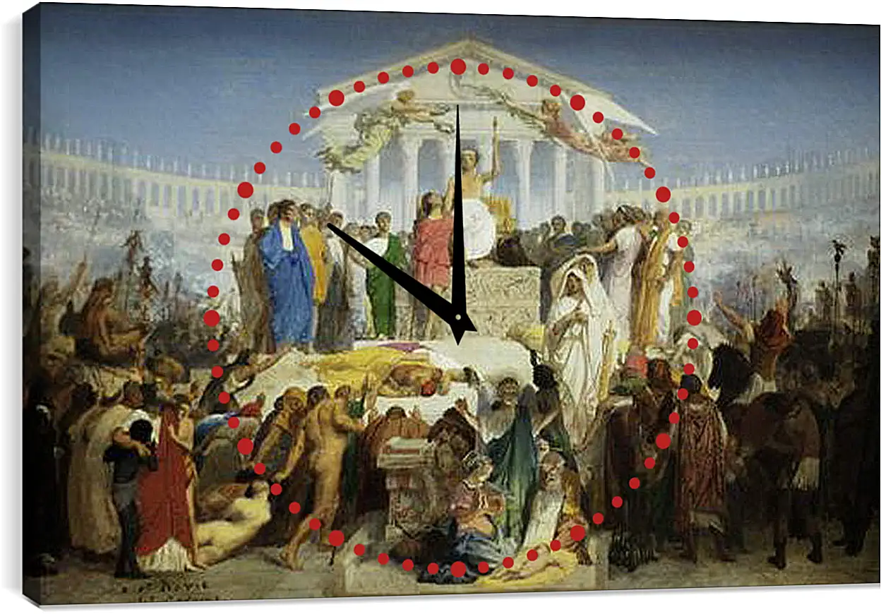 Часы картина - The Age of Augustus - The Birth of Christ. Жан-Леон Жером