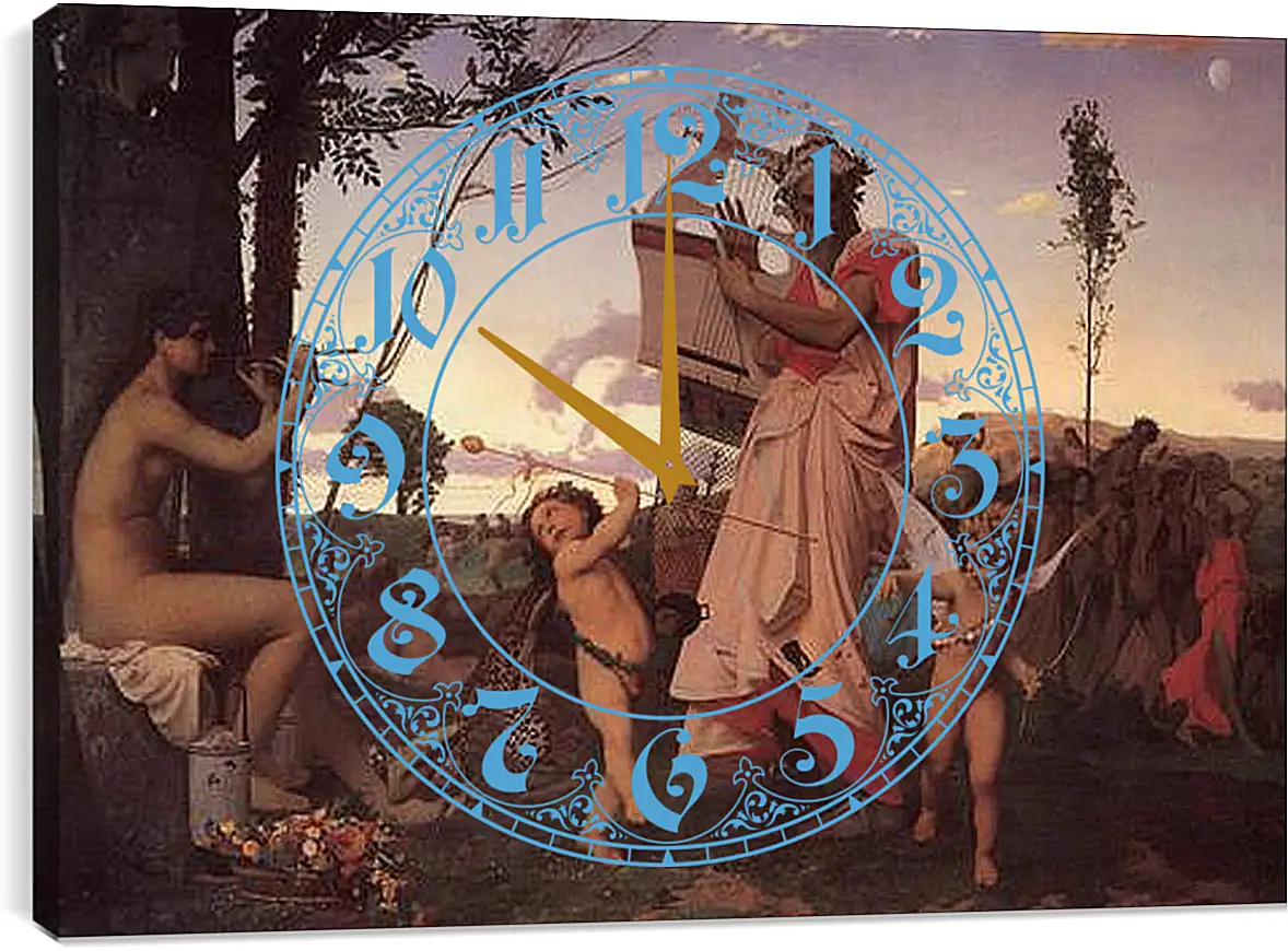 Часы картина - Anacreon, Bacchus and Cupid. Жан-Леон Жером