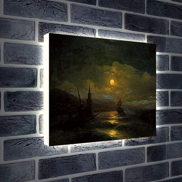 Лайтбокс световая панель - Вид на Константинополь с моря в лунную ночь. Иван Айвазовский
