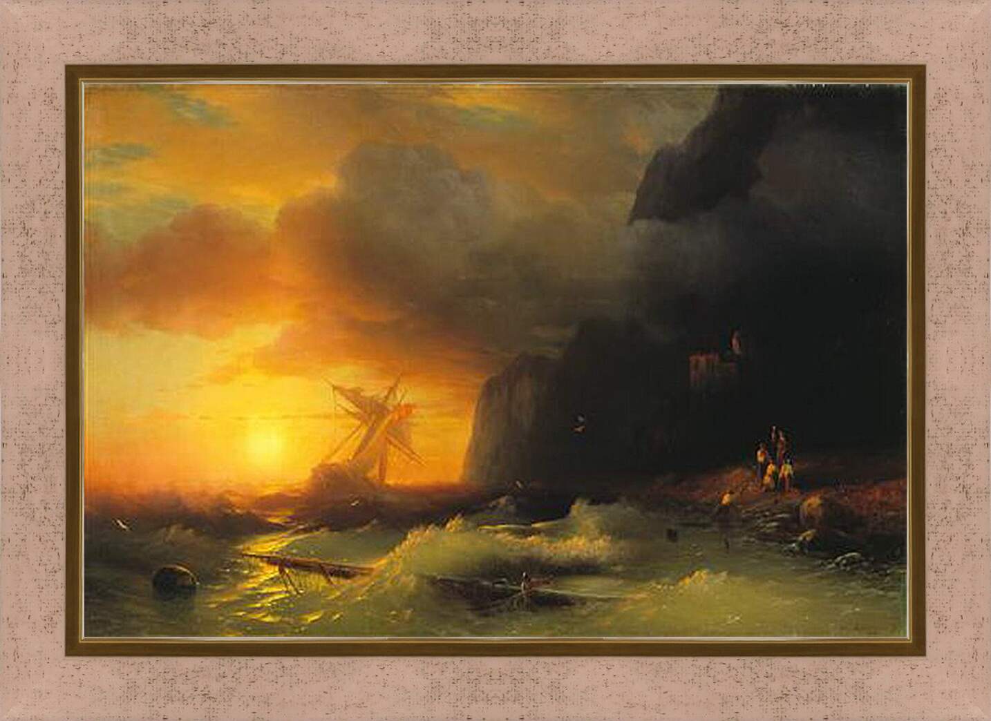 Картина в раме - Кораблекрушение у горы Афон. Иван Айвазовский
