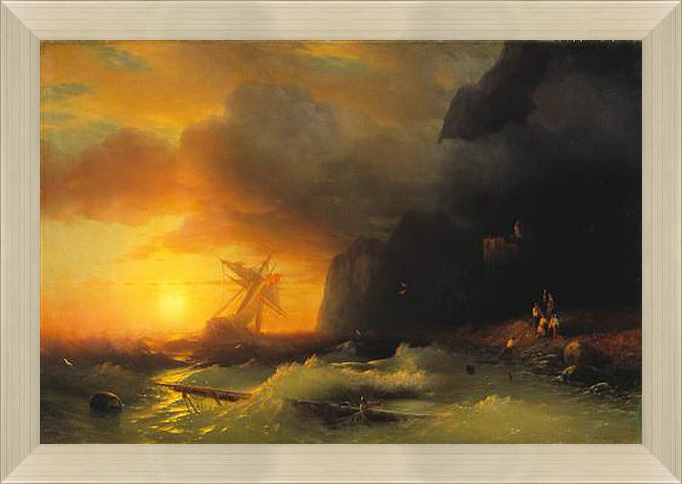 Картина в раме - Кораблекрушение у горы Афон. Иван Айвазовский
