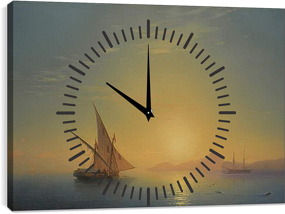 Часы картина - Закат над Искьей. Иван Айвазовский
