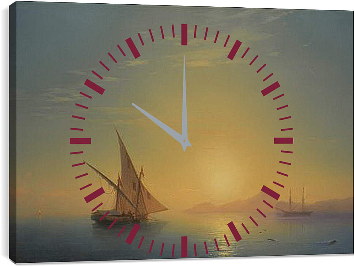 Часы картина - Закат над Искьей. Иван Айвазовский
