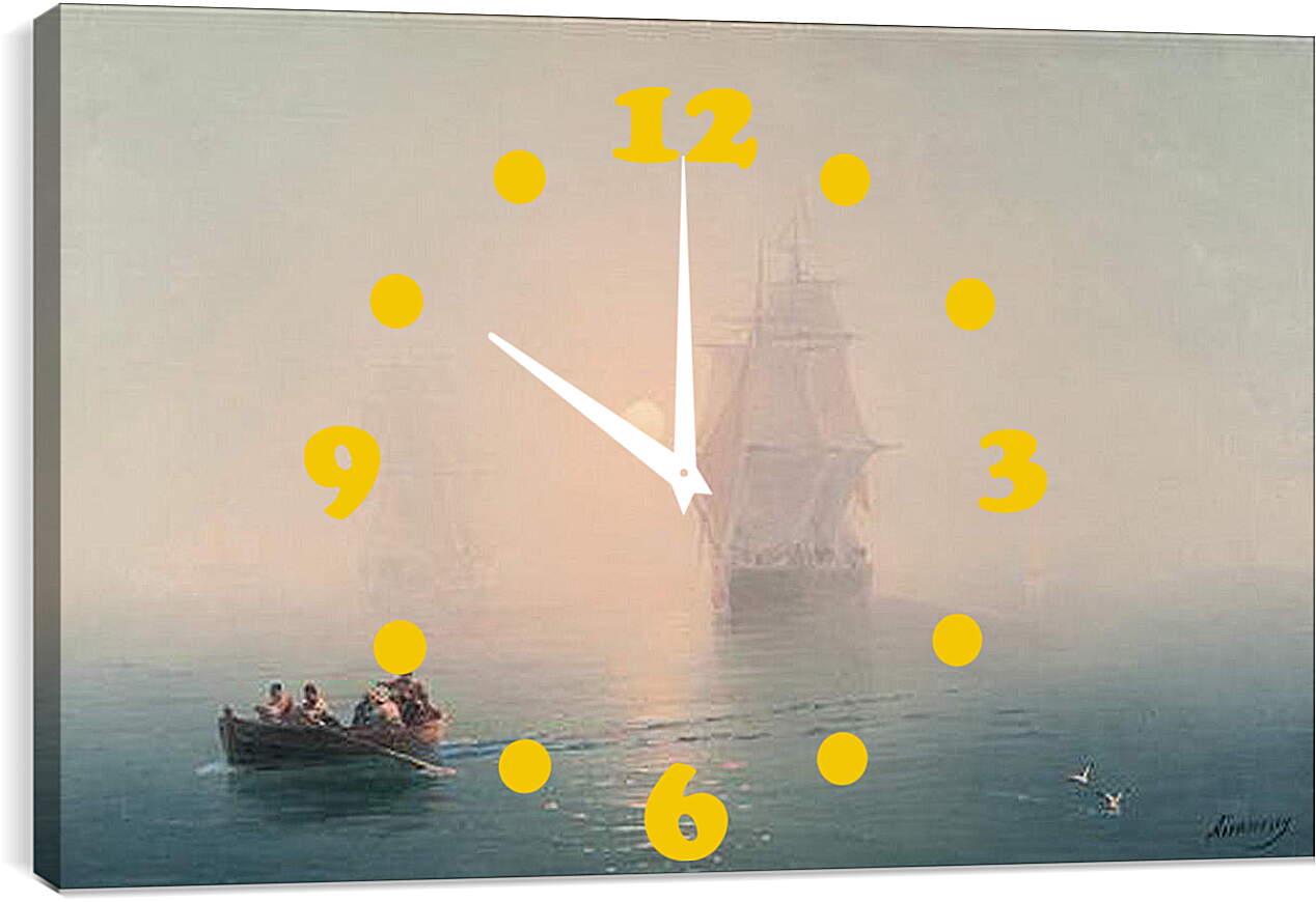 Часы картина - Военный Корабль. Иван Айвазовский
