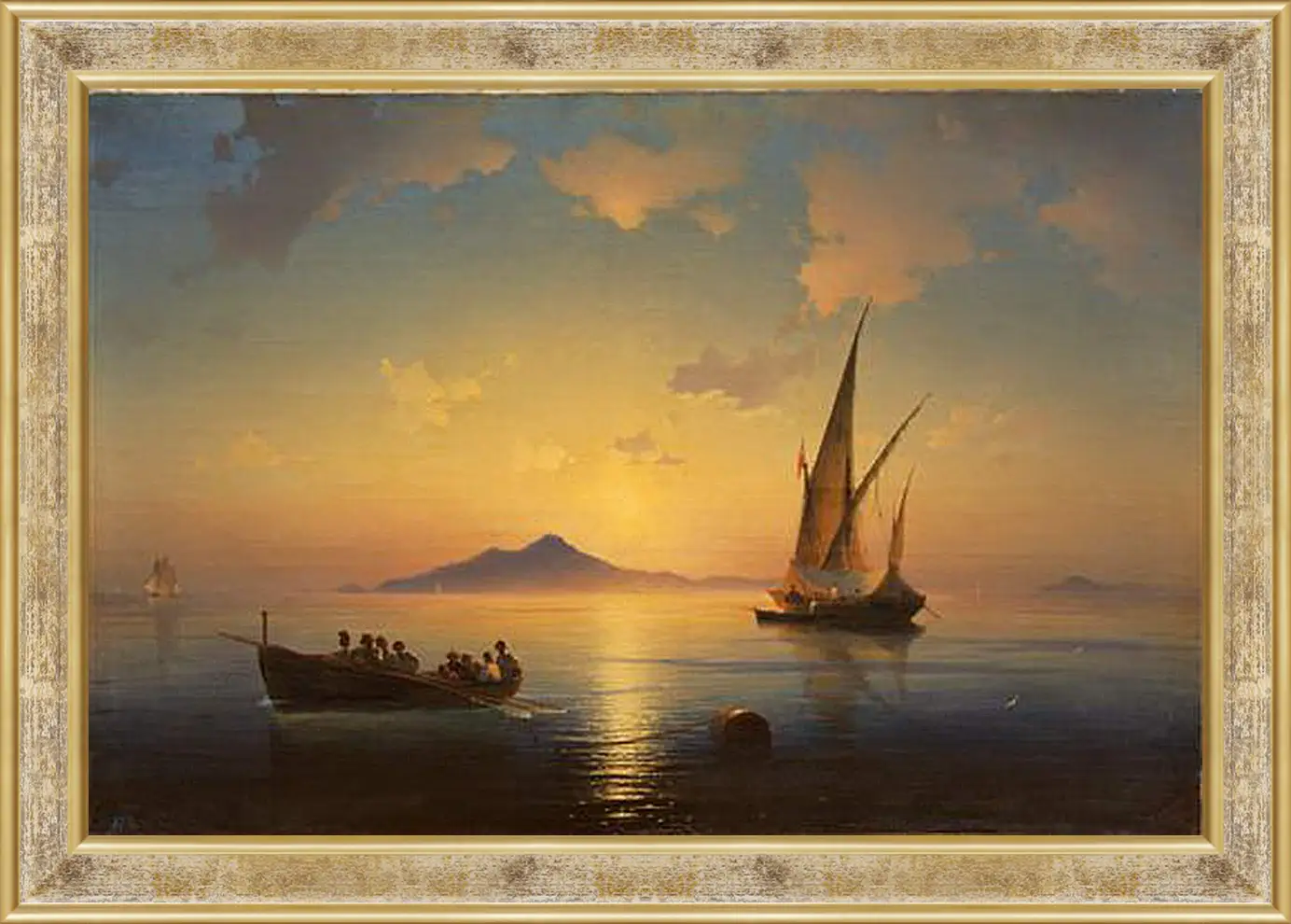 Картина в раме - Неаполитанский залив. 1841. Иван Айвазовский