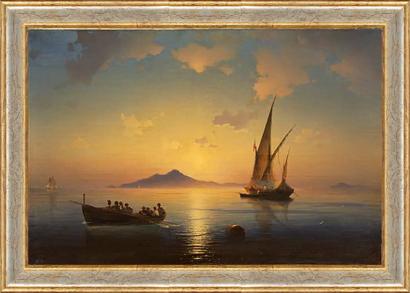 Картина в раме - Неаполитанский залив. 1841. Иван Айвазовский