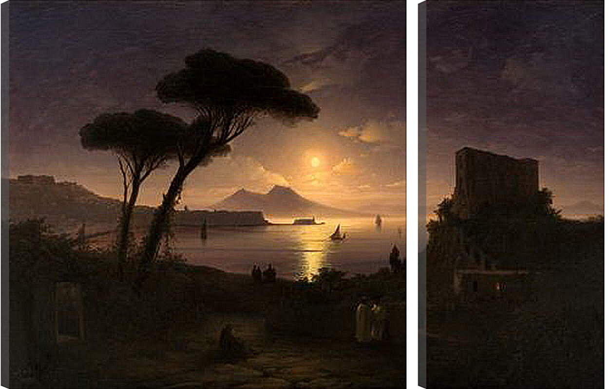 Модульная картина - Неаполитанский залив в лунную ночь. Иван Айвазовский
