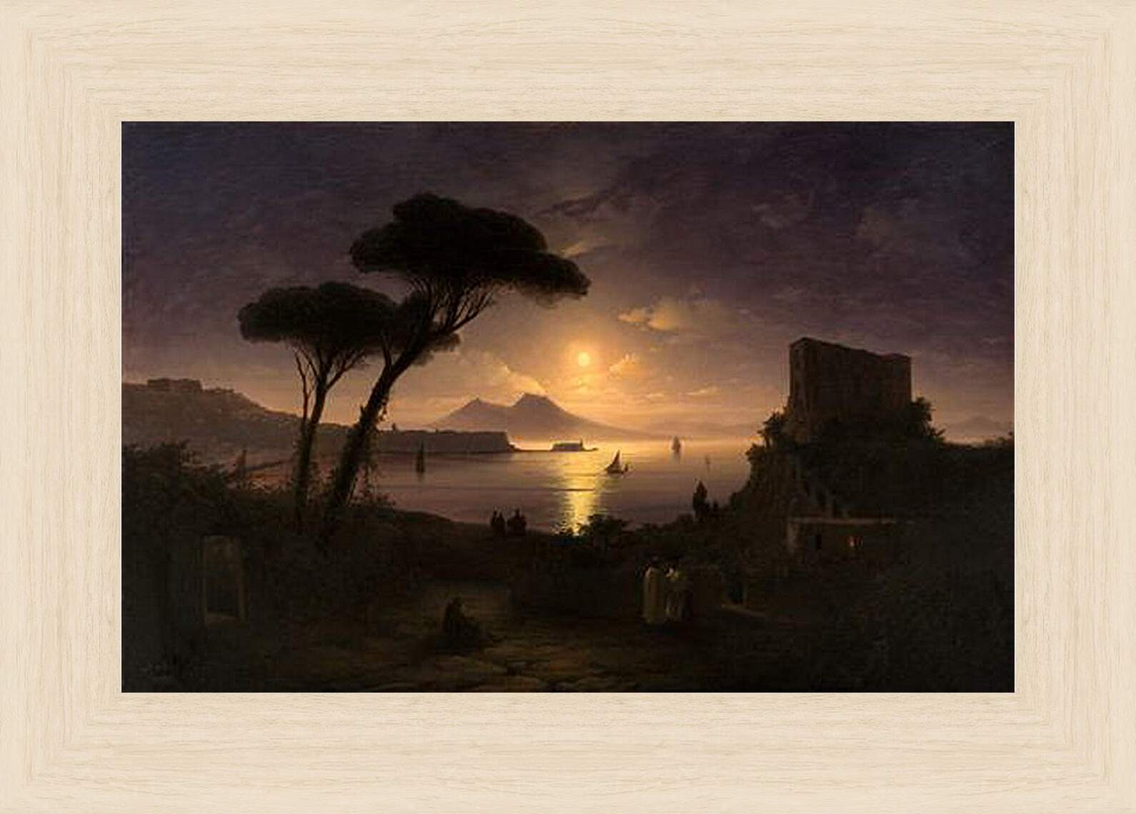Картина в раме - Неаполитанский залив в лунную ночь. Иван Айвазовский
