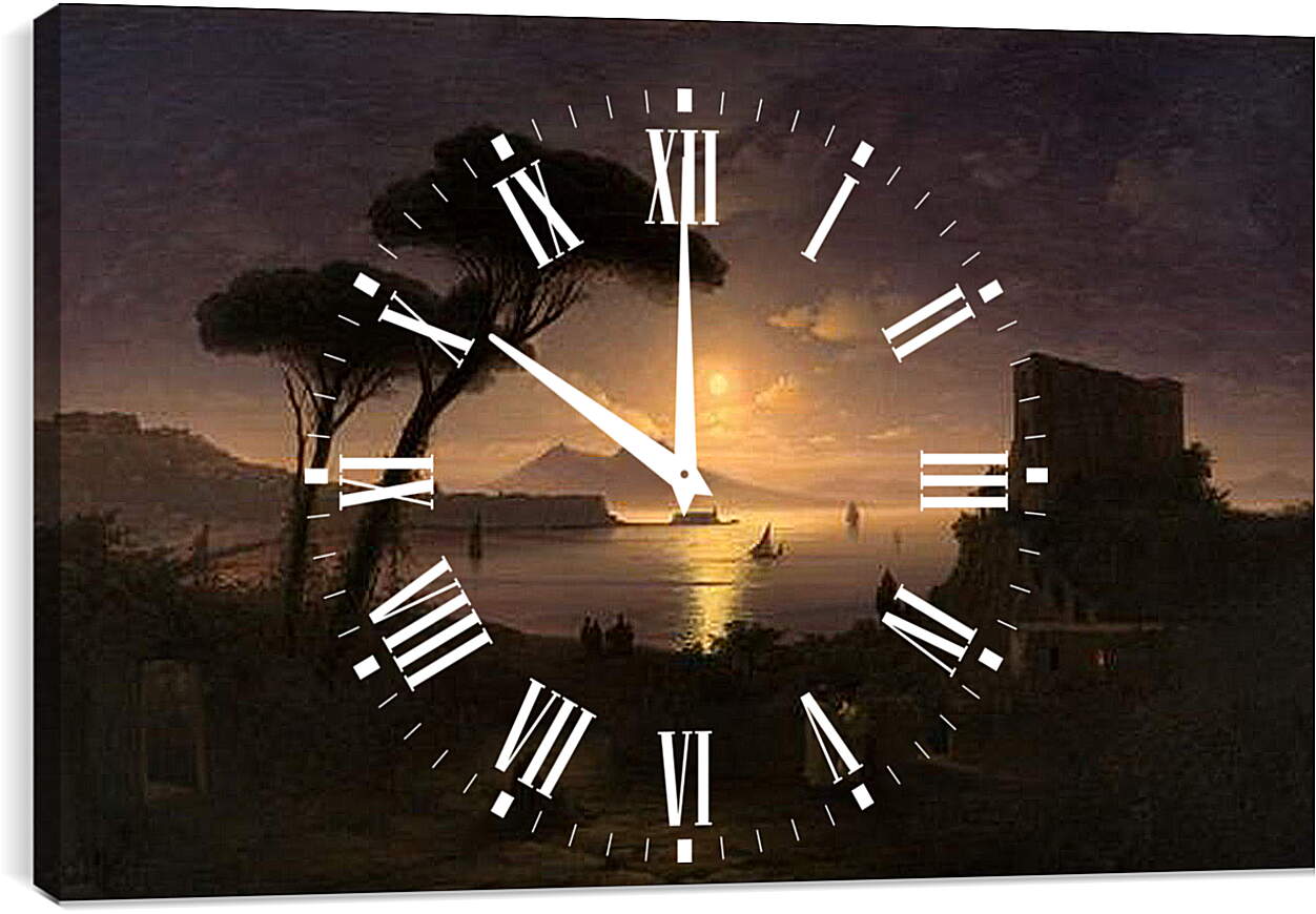 Часы картина - Неаполитанский залив в лунную ночь. Иван Айвазовский
