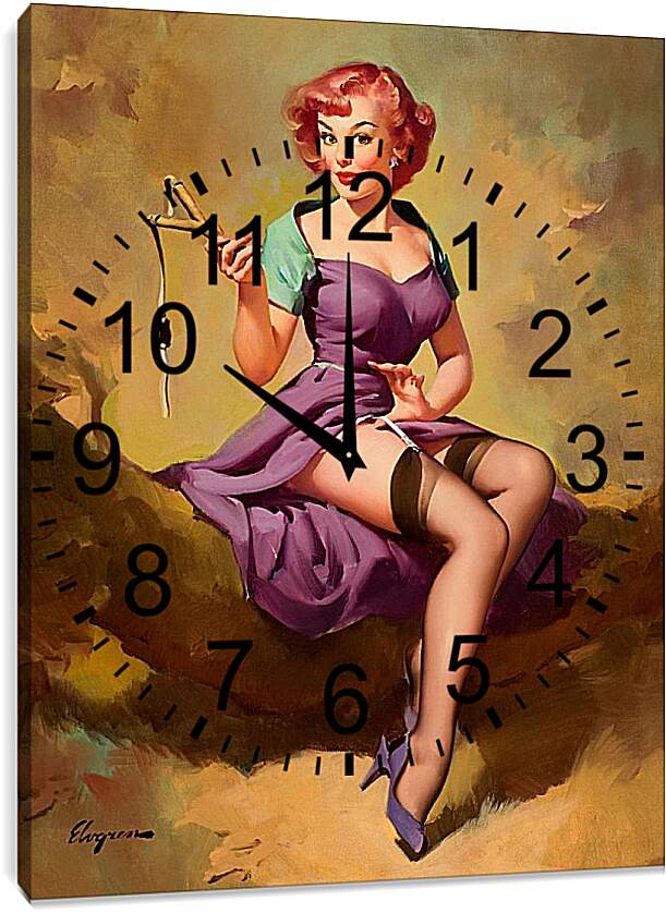 Часы картина - Девушка с рогаткой