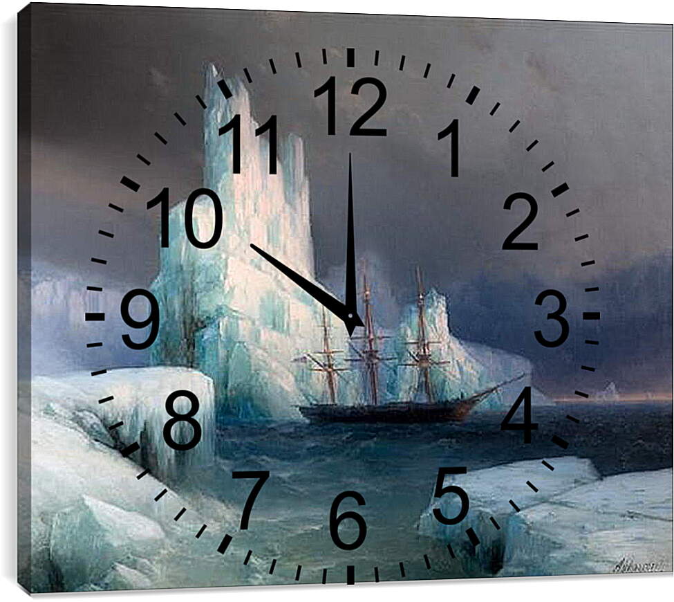 Часы картина - Ледяные горы в Антарктике. Иван Айвазовский

